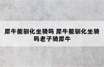 犀牛能驯化坐骑吗 犀牛能驯化坐骑吗老子骑犀牛